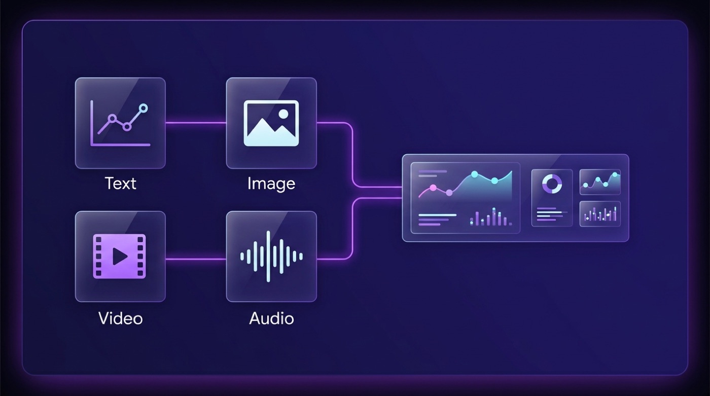 Diagram of text, image, video and audio inputs flowing into a single Qwen model