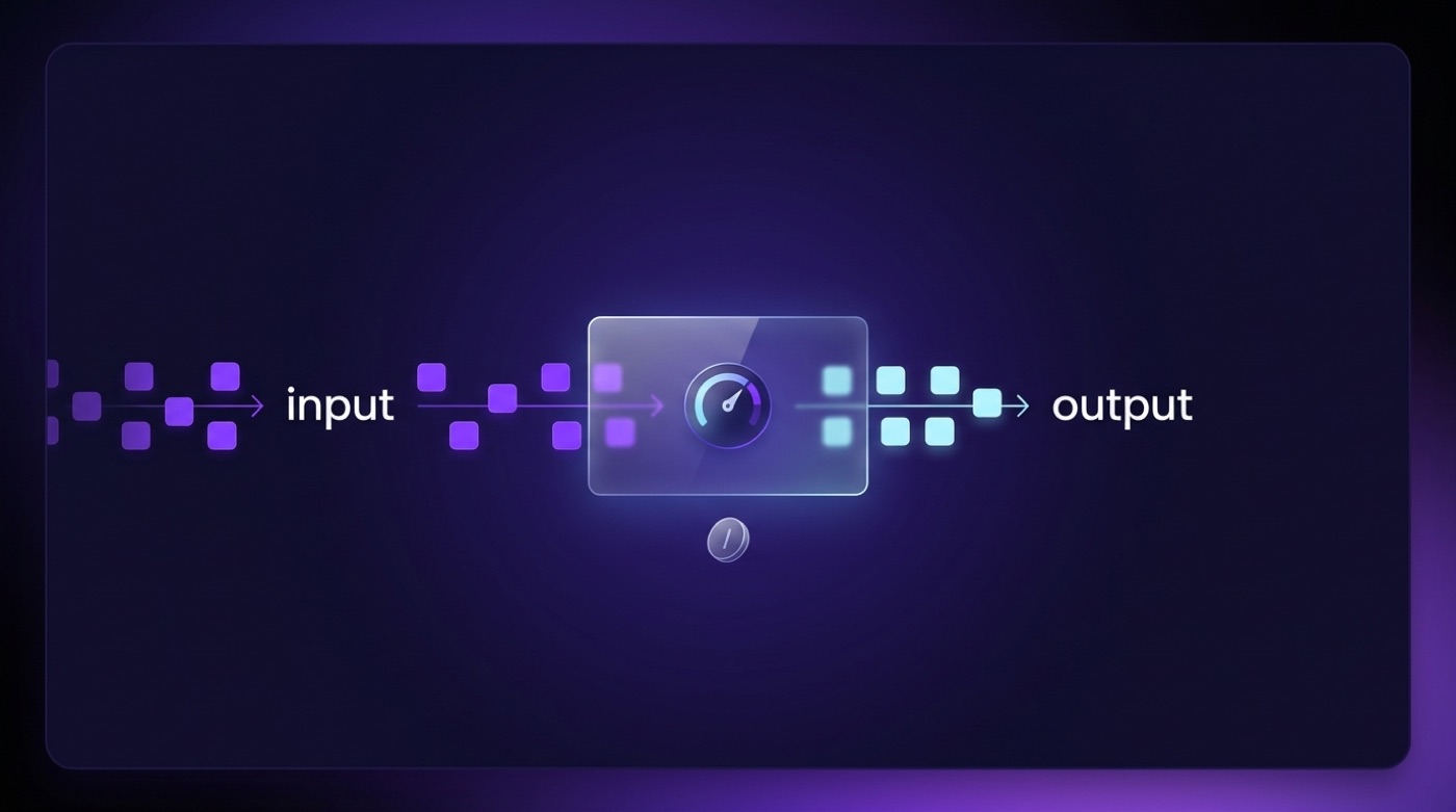 Flow diagram showing input tokens and output tokens metered separately for per-token API billing